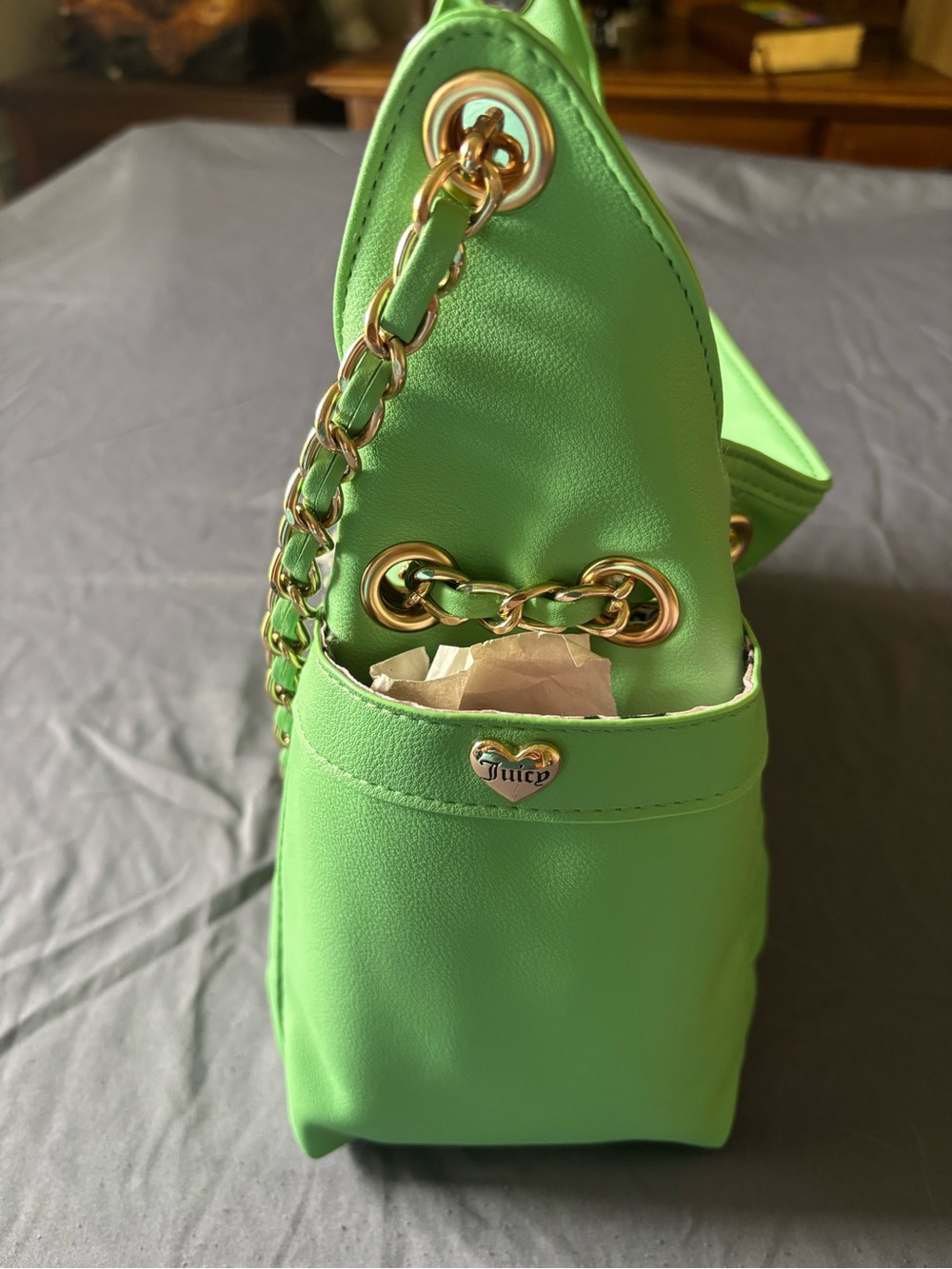 Juicy Couture Lime Green Quilted Chain-Handle Shoulder Bag - Picture 3 of 8